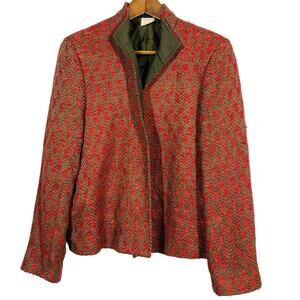 Vintage Herve Benard Tweed Herringbone JAcket Open Front Lined Mock - 10